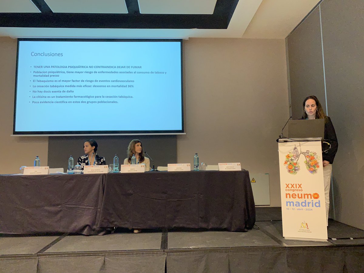 rmosquete's tweet photo. 🛑 Stop Tabaco 🛑 Moderación de la Dra Marta Arroyo en el XXIX congreso de Neumomadrid donde se habló de citisina en pacientes psiquiátricos y con enf. cardiovasculares, el papel de la enfermería en la prevención y tto del tabaquismo y avances en la ley antitabaco @NeumoMadrid https://t.co/loyqjC1R6Q