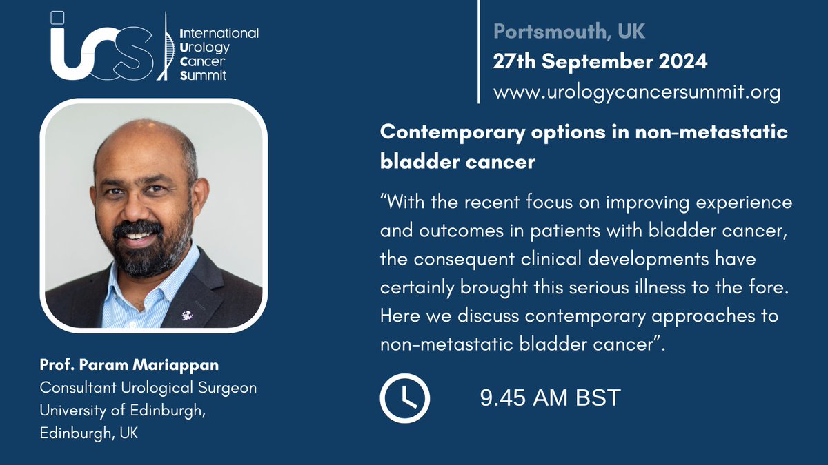 Which are the contemporary approaches to non-metastatic #bladdercancer? Join us & discuss with @ParamMariappan from @EdinSurg_BC in presence or virtually! Register for free➡️ow.ly/Rtjy50Rc3kE #IUCS24 @gbanna74 @ravikanesvaran