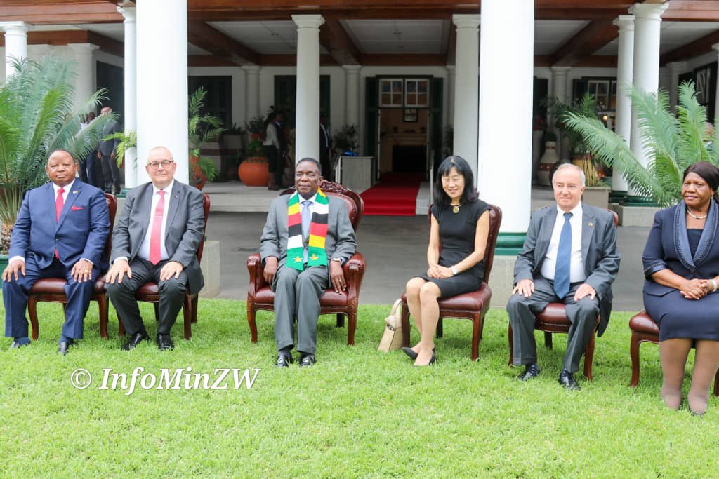 This morning, His Excellency President Emmerson Mnangagwa received the Credentials of Ambassador-designate H.E Paul Jansen of the Kingdom of Belgium at State House in Harare. #Engagement