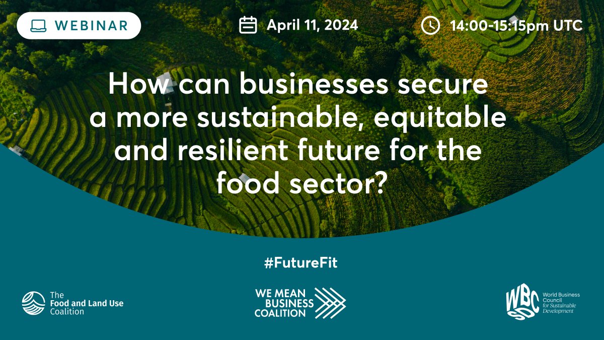 Have you ever wondered what’s needed to unlock a #FutureFit food sector by 2030? Then join this webinar to find out how companies can alleviate the costs that farmers face in implementing climate and nature solutions. 
🔗wri.zoom.us/webinar/regist… 
#ClimateAction 
#FoodSecurity