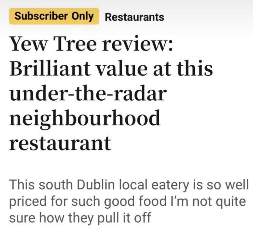 We are absolutely delighted with our lovely review @IrishTimes