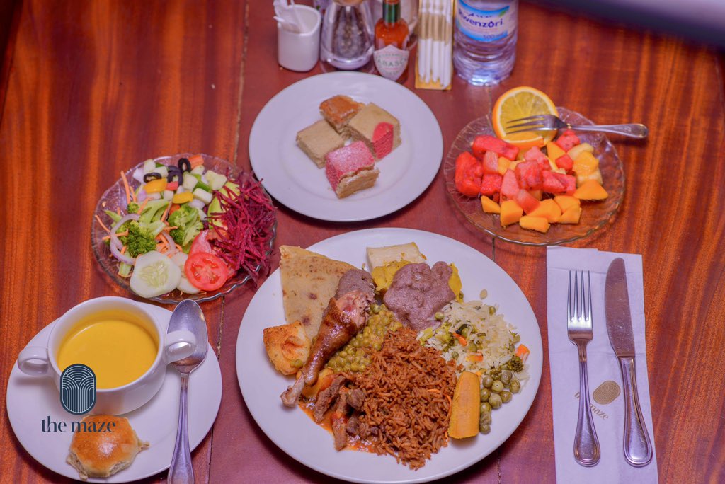 Escape the workday hustle with our mouthwatering lunch buffet! 🤤 For only 30,000 per person, treat yourself to a culinary adventure including a complimentary soft drink, soup of the day, fresh salad, and tempting dessert options. 📍Forest Mall, Lugogo. #DineAtTheMaze