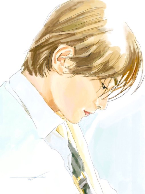 「brown hair looking down」 illustration images(Latest)