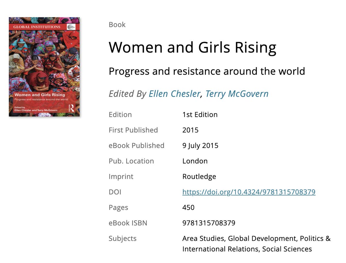 Hi all, I wrote a chapter in this amazing volume back in 2015. Tired of seeing so many minority Nth authors cited on CC. Encourage Majority Sth women (incl me) to share their work. Cite us pls. DM me for an author copy of my chapter (29) or buy the book : taylorfrancis.com/books/edit/10.…
