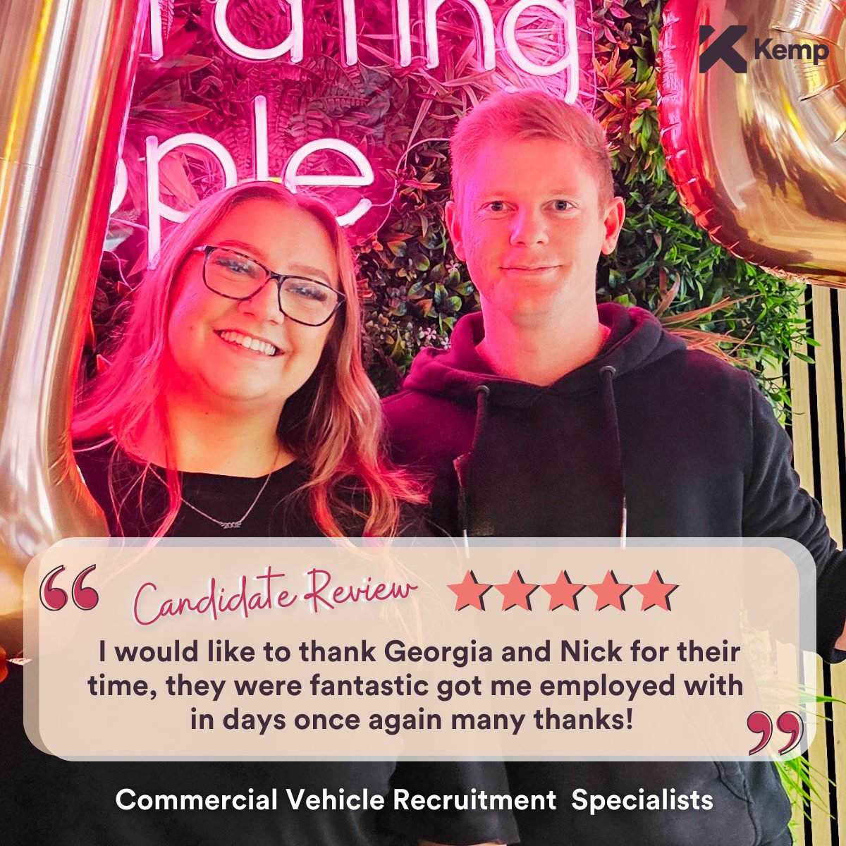 🌟 Testimonial Thursday 🌟
Cracking feedback for Nick & Georgia again - more top quality service & support to candidates. #testimonialthursday #fivestarreview #candidatereview #candidatetestimonial #customerservice #happycandidate #recruitmentspecialists #recruitmentagency