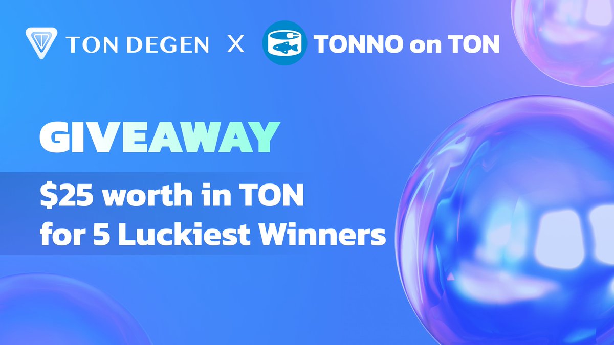 DegenonTON's tweet image. GIVEAWAY EVENT: TON Degen 🤝 @tonnocoin

🎁 $25 worth in $TON for 5 Luckiest Winners sponsored by @tonnocoin

How to become winners 👇

1️⃣ Follow @DegenonTON &amp;amp; @tonnocoin
2️⃣ Like, retweet and tag 3 friends
3️⃣ Comment your #TON wallet 👇
4️⃣ Join TON Degen telegram:…