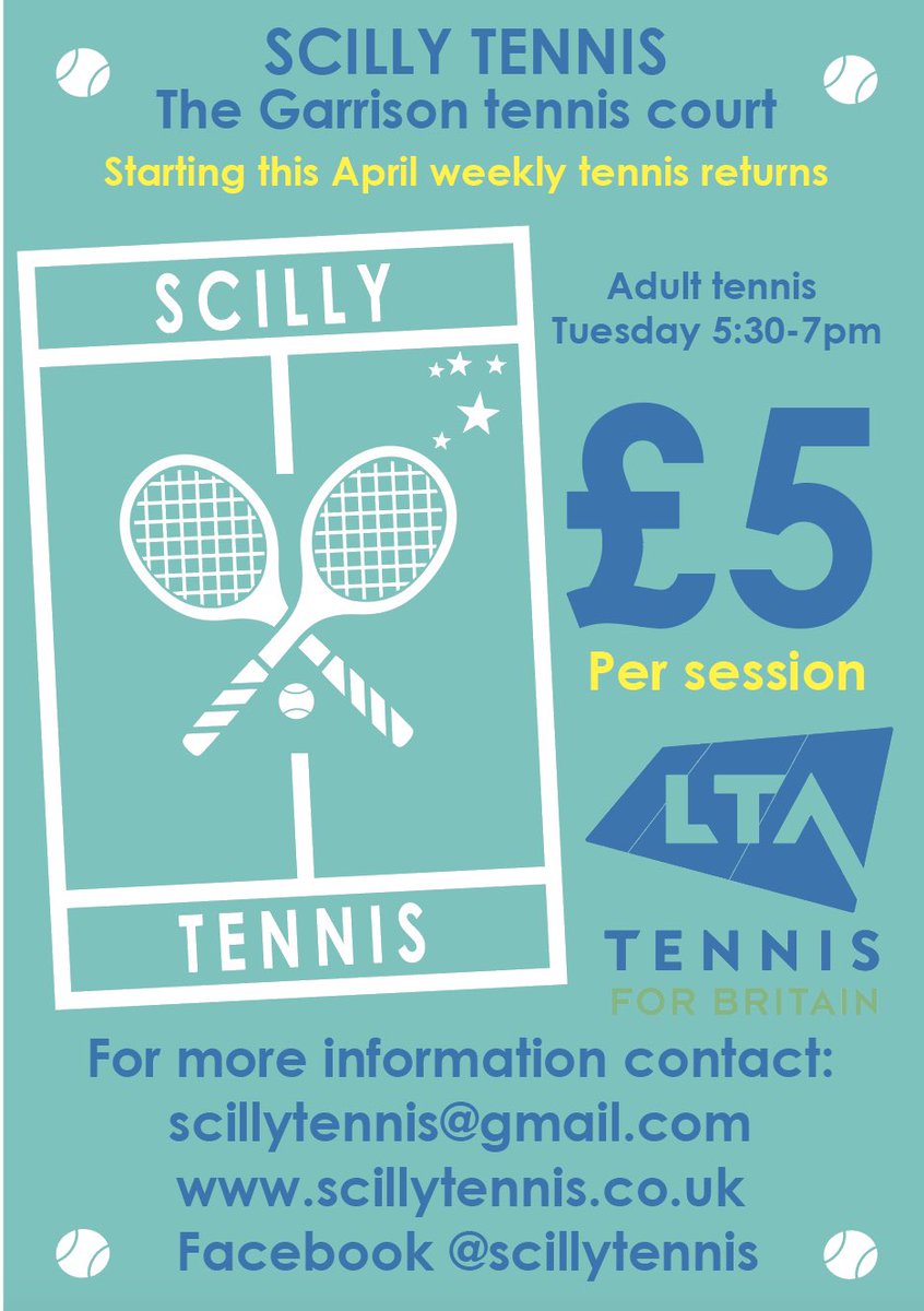 Last day of the Scilly Tennis Camps today. Adult tennis on Tuesday 
#tennis #scilly <a href="/the_LTA/">LTA</a>