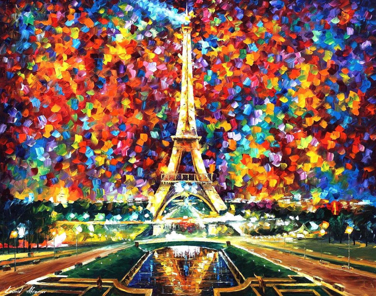 PARIS OF MY DREAMS - Large-Size Original Oil Painting ON CANVAS by Leonid Afremov (not mixed-media, print, or recreation artwork). 100% unique hand-painted painting. Today's price is $99 including shipping. COA provided afremov.com/paris-of-my-dr…