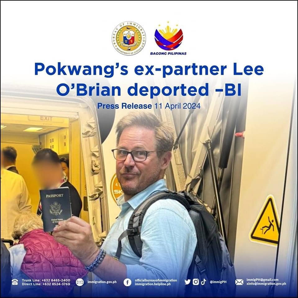 Hindi namin maitago ang aming kaligayahan sa balitang deported na si Lee O'Brian. Tunay na umaandar ang hustisya sa Pilipinas. Nagpapasalamat kmi sa BI. Bawal ang mga babaero at mapang-aping dayuhan sa ating bansa. The PH is, as it should be, for the true welfare of the Filipino.