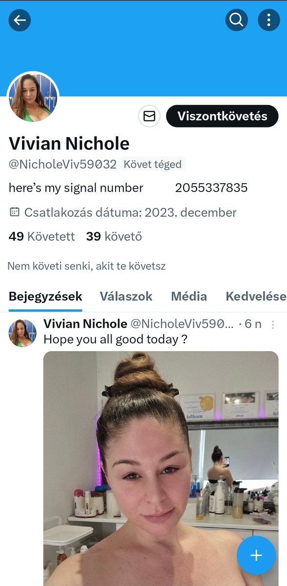 This one is fake, please report and block @NicholeViv59032 And remember, I don't ask anyone to chat with me on messenger, signal, telegram, google chat whatsapp... etc, whatever - it is usually a scam.