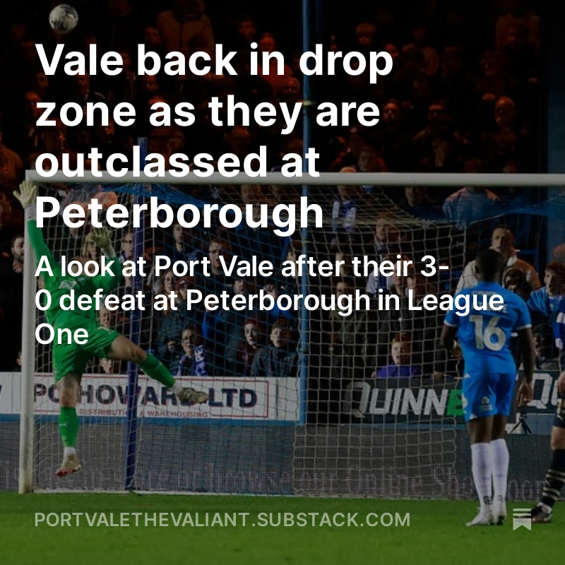 Not the best night for the Vale against a seriously impressive Peterborough side. Talking points, news, analysis, reaction and nostalgia. 50% off subscription offer in comments