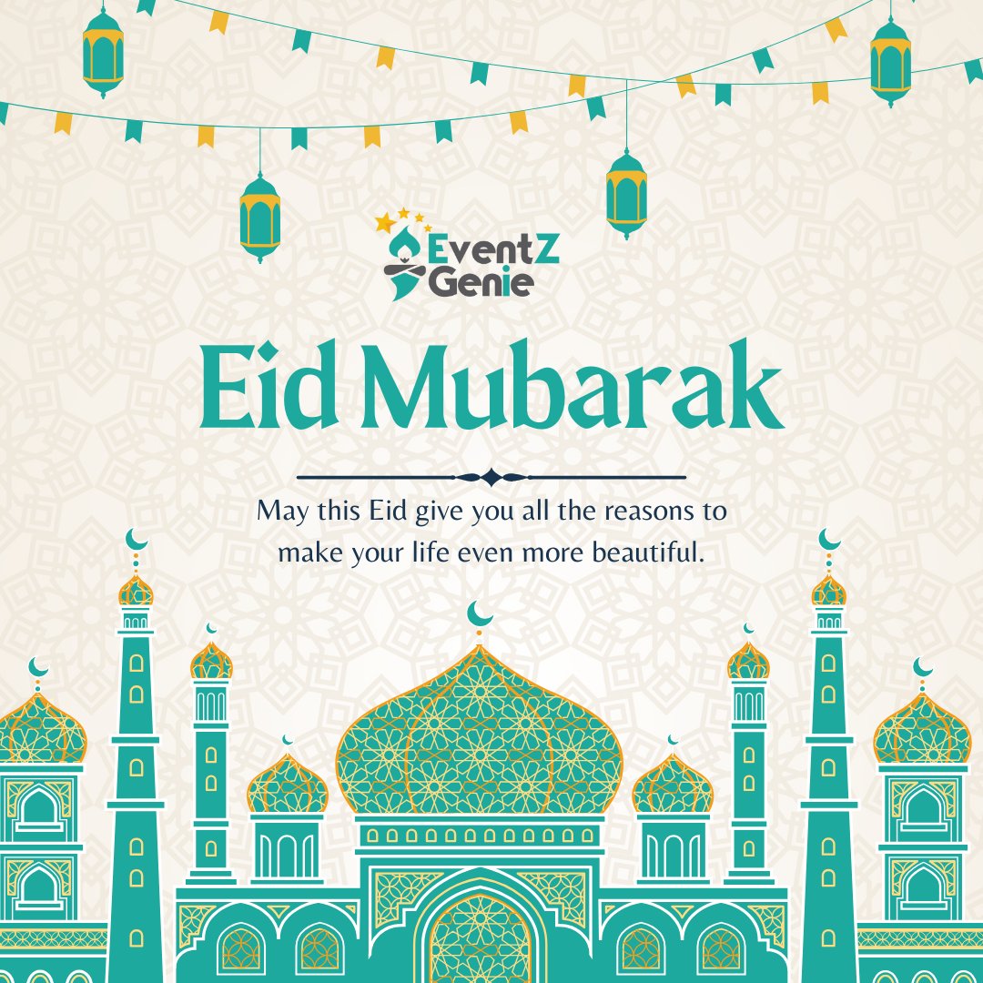 EventzGenie's tweet photo. Wishing you and your family a joyful Eid-ul-Fitr filled with love, laughter, and blessings. Eid Mubarak!🌙✨

#EidMubarak #Celebration #FamilyTime #Joy #Blessings #EidAlFitr #MuslimFestival #Unity #Happiness https://t.co/WdXQh63fEq