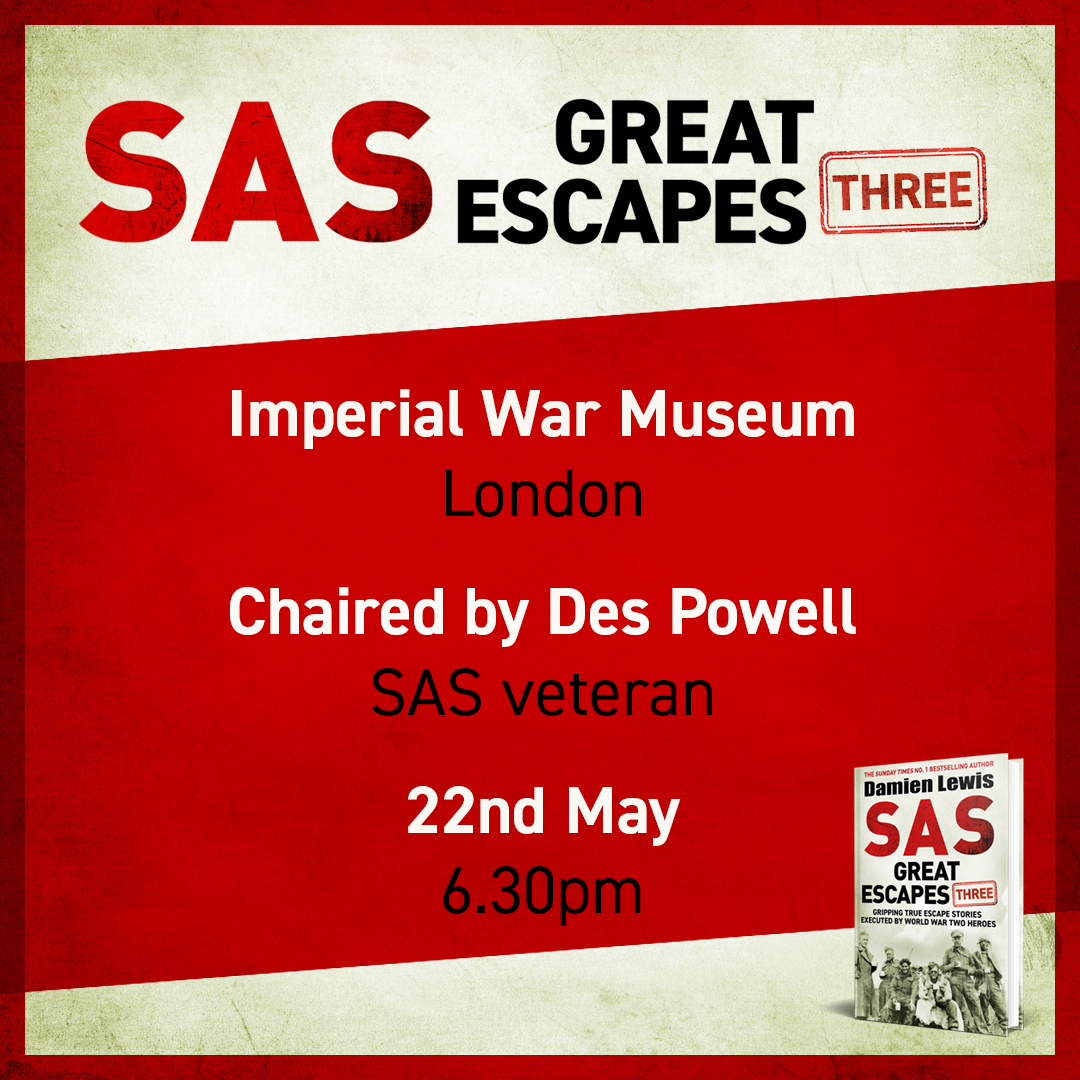 Excited to announce the event coming up at The Imperial War Museum @I_W_M, chaired by Des Powell @p22des, plus other key venues, for my forthcoming book, SAS Great Escapes 3. Click on the link for details: geni.us/SASGE3-EVENTS
