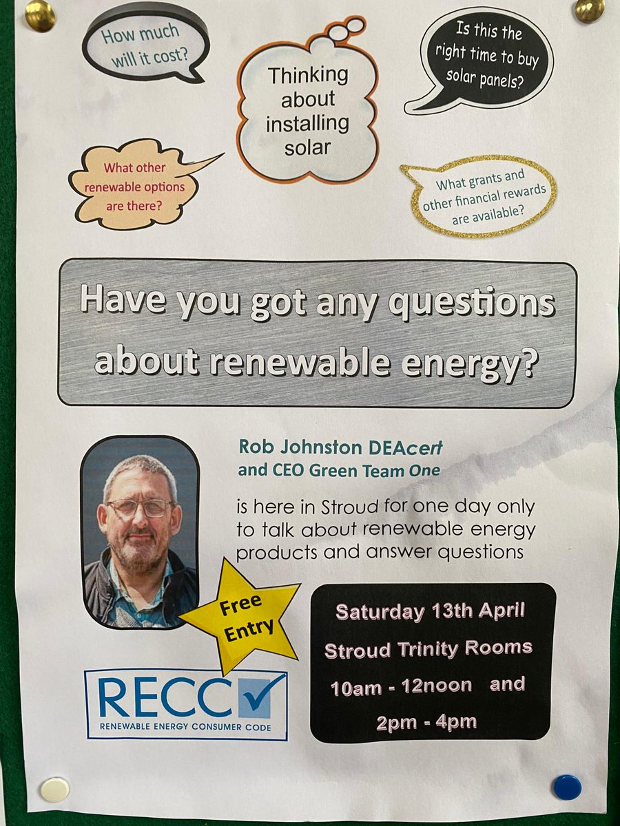 Completely FREE to attend Renewable / Green Energy Talk at our Trinity Rooms Hub in Stroud this Sat! With the chance to ask any questions do come along. #sustainability #eco #climateaction #community #noplanetb #solar #greenliving #protecttheplanet #educational #gloucestershire