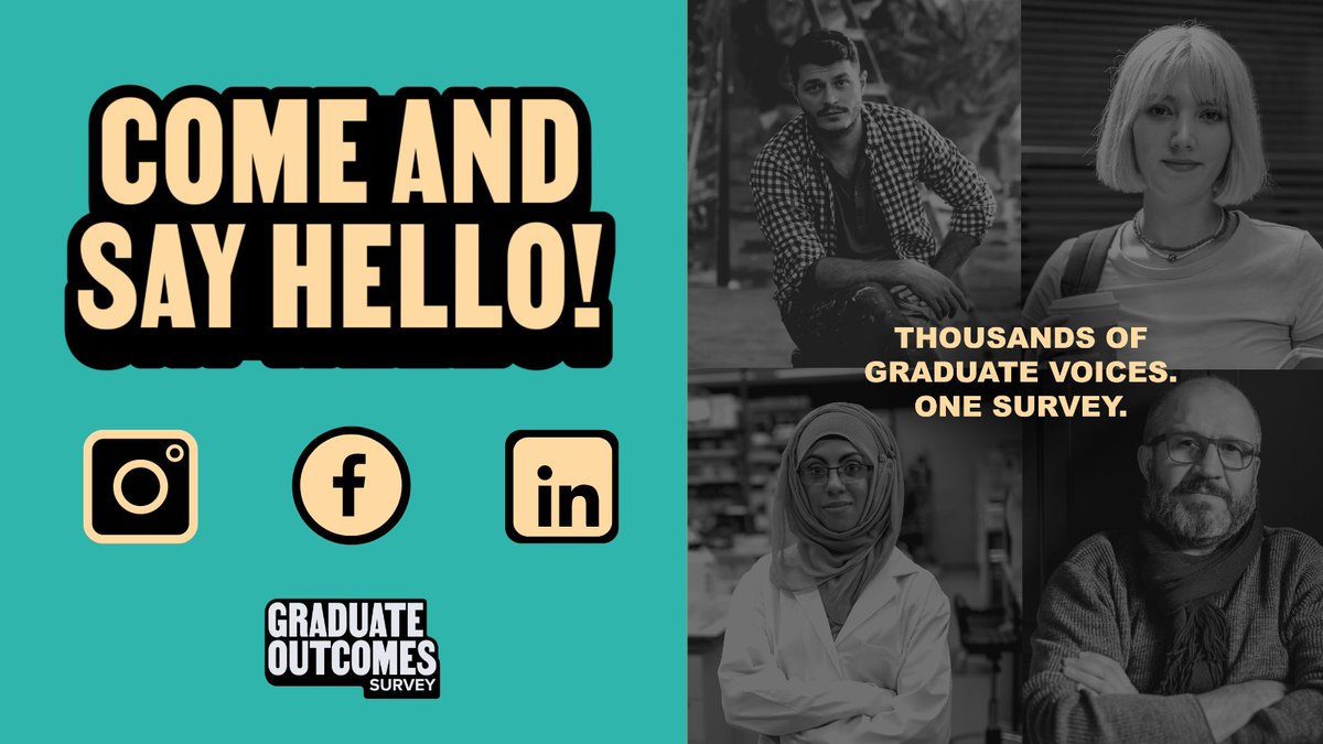 Did you know we’re also on LinkedIn, Facebook & Instagram? Follow us there for more content about the #GraduateOutcomes survey, why you should take part and how your responses improve the experience of future students. Simply search 'Graduate Outcomes'