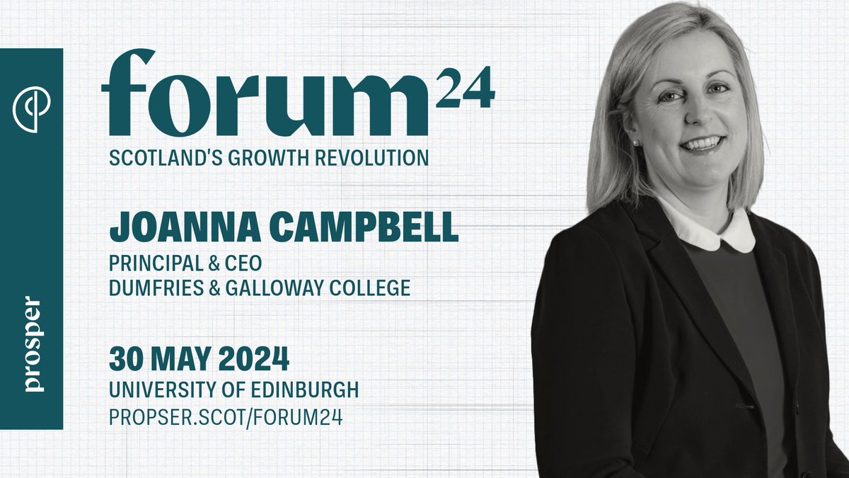 Principal & CEO of @DandGCollege will join our #ProsperForum24 panel focusing on the investment needed to deliver an education & skills system fit for the future. Be part of the conversation prosper.scot/events/forum-2…