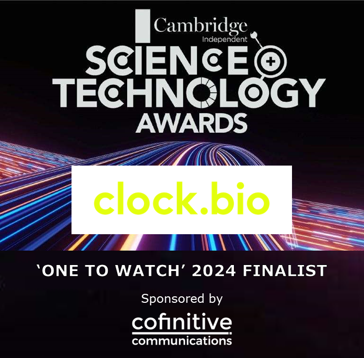 .@clockbioltd, finalist in the cofinitive sponsored One to Watch Award at @CambridgeIndy #SciTechAwards, aims to extend and improve quality of life by reversing the harmful effects of time in our cells, harnessing the regenerative capabilities of human pluripotent stem cells