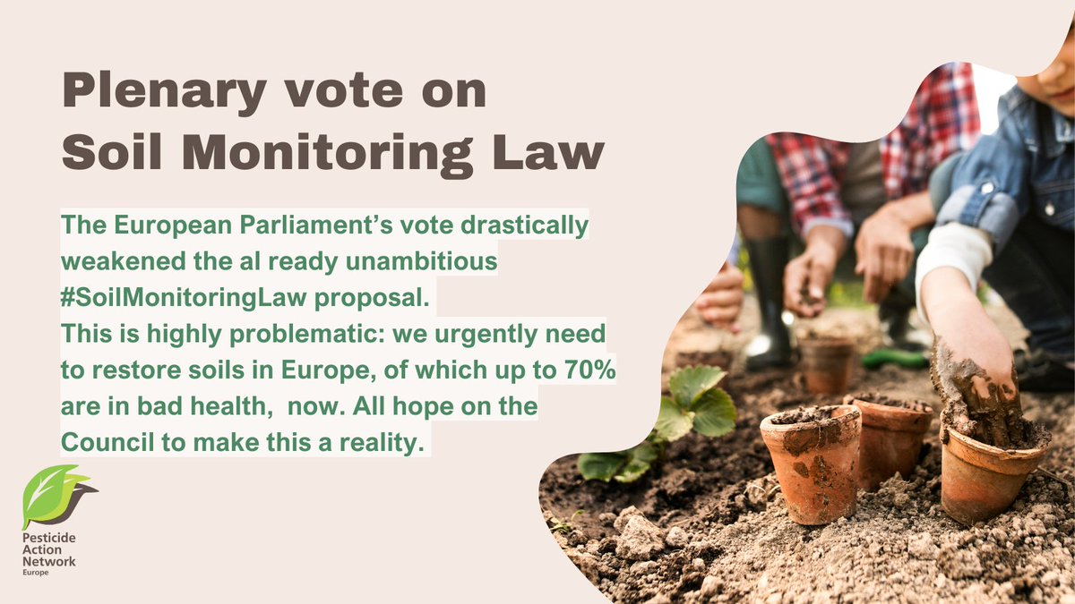 The vote in the @EU_Parliament drastically hollowed out an already weak #SoilMonitoringLaw proposal. Failing to lay the ground for restoration of #SoilHealth in Europe. Beyond belief. All hope on @EU_Council to recognize that we can't afford to lose time.