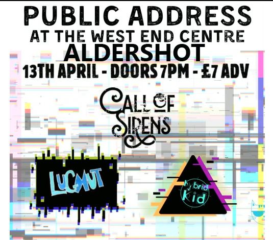 This Sat 13/4 in Aldershot
Playing live at @westendcentre with @callofsirensuk  @lugnutband TICKETS HERE!!  
buff.ly/3xu7XH8 
It's gonna be raucous!
#alternativerock #indierock #garagerock #progrock #guitarrock #rockmusic
 #fingerpick #alternative #rocknroll