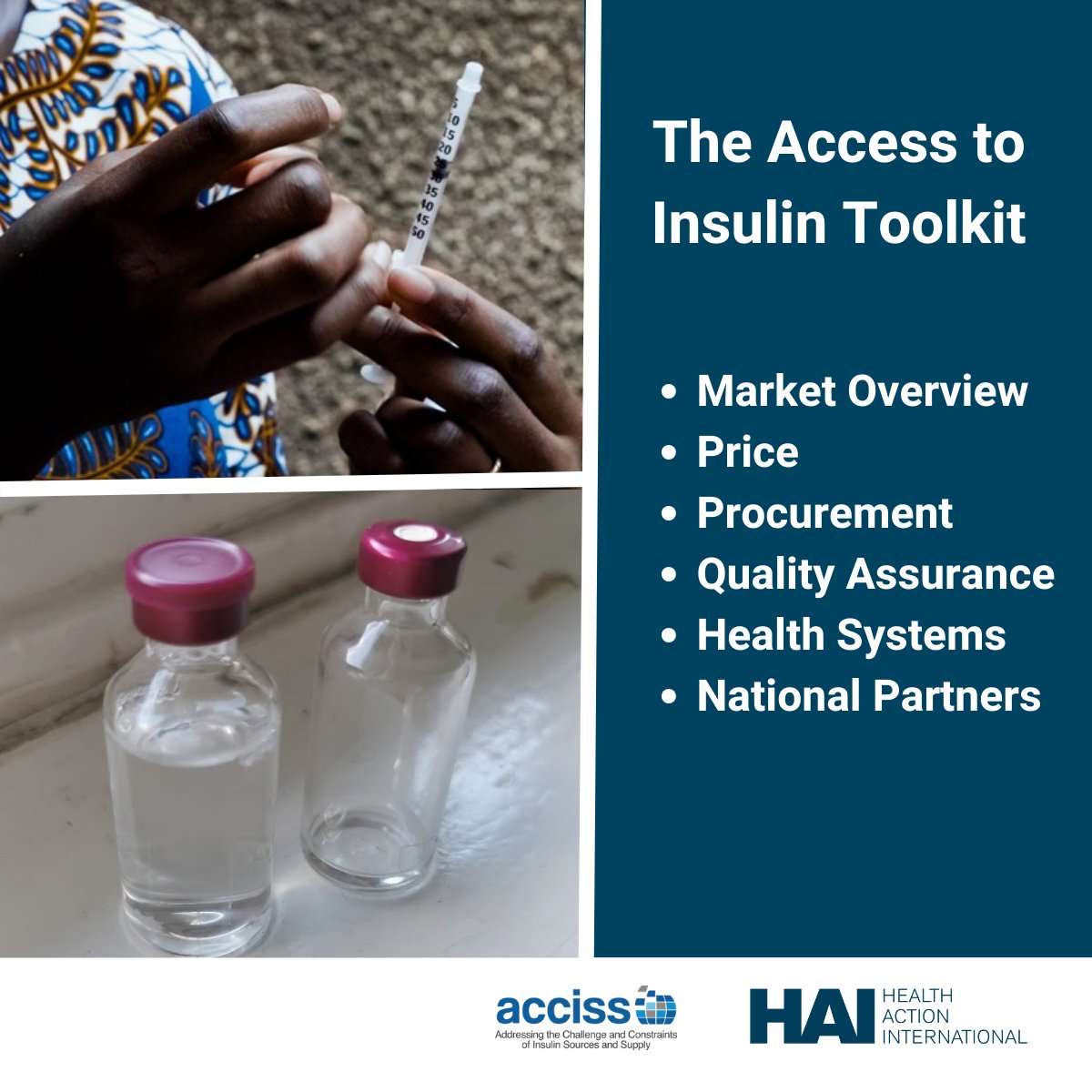 In our Access to Insulin Toolkit, you will find examples of evidence gathered and resources developed by the #ACCISS Study around the issues that are critical to improving access to #insulin and associated supplies. Visit the toolkit to find out more: accisstoolkit.haiweb.org