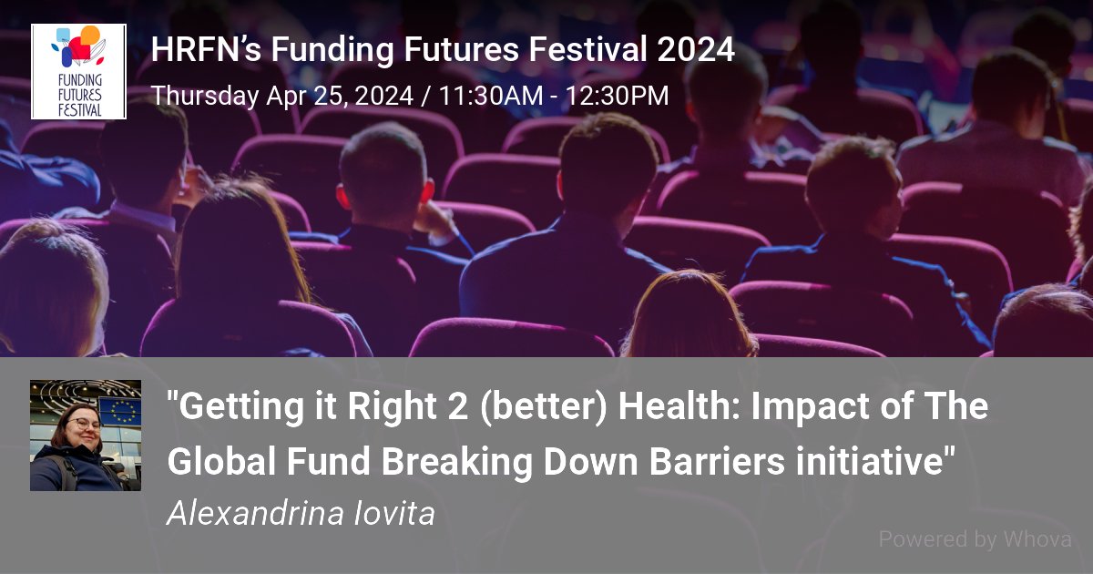 Do you want to know more about the impact #BreakingDownBarriers has on #myhealthmyright? Join me at the upcoming @hrfunders festival for the results of this flagship initiative of @GlobalFund that contributed to a 10fold increase in funding health-related #humanrights programs.