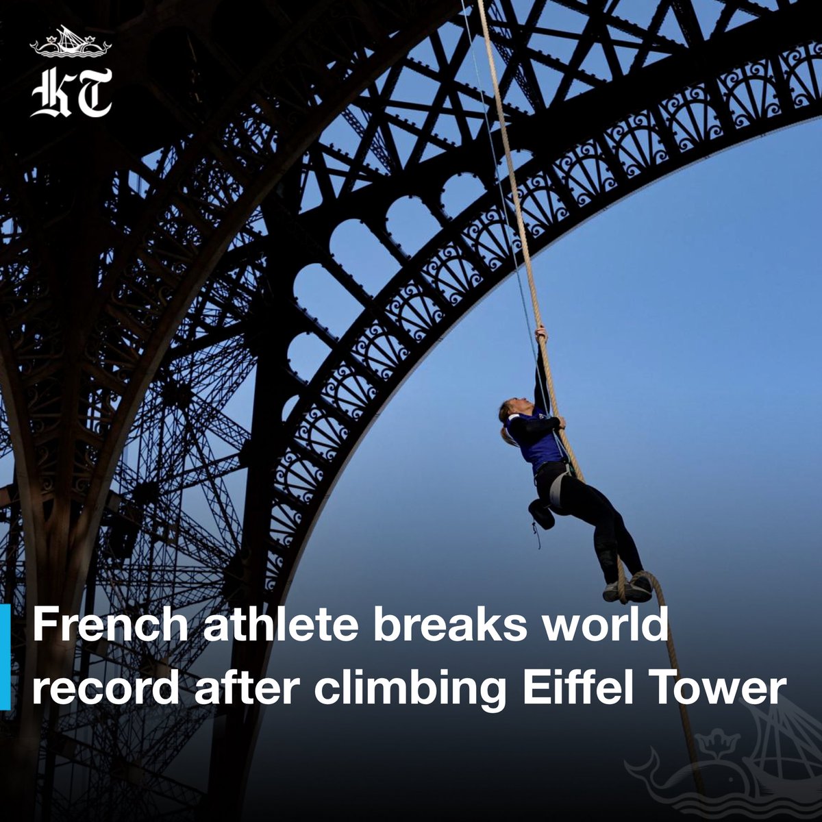 French athlete Anouk Garnier broke the rope climbing world record on Wednesday morning after she ascended 100 metres (330 feet) to the second floor of the Eiffel Tower. Equipped with a security cord, the two-time obstacle course world champion set off just moments earlier in…