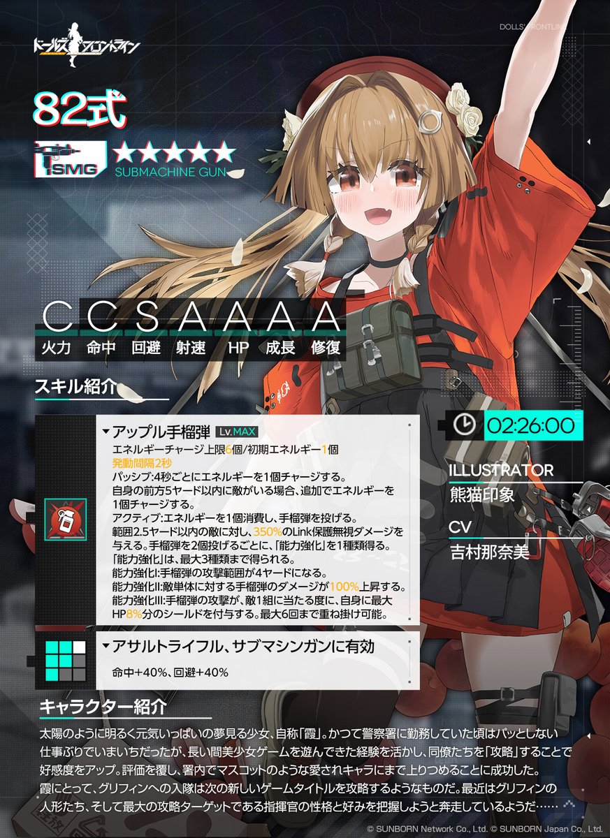 新人形紹介】 ☆5 SMG「82式(CV: #吉村那奈美)」 明るく元気いっぱいの