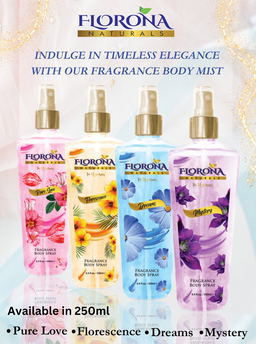 FLORONA NATURALS 
Indulge in Timeless Elegance with our Fragrance Body Mist for Women.
Available in 250ml

#onestlimited #onest #onestbrands #brands #branding #floronanaturals #fragrance #bodymist #fragrancebodymist #bodymistforwomen #scents #fmcg #exporters