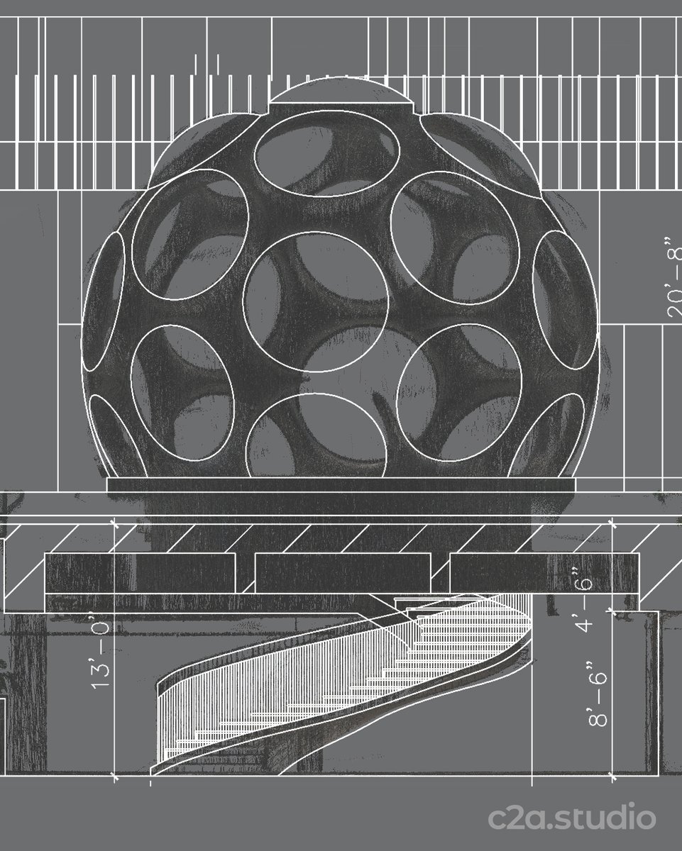 We sliced a section through Buckminster Fuller's Fly's Eye Dome.

#retaildesign #architect #retailspace #geodesicdome #buckminsterfuller #architectureporn #architecture_hunter #architecturesight #miamiretail #retailstore #1960s #retailarchitect #bubble #art #miamidesigndistrict