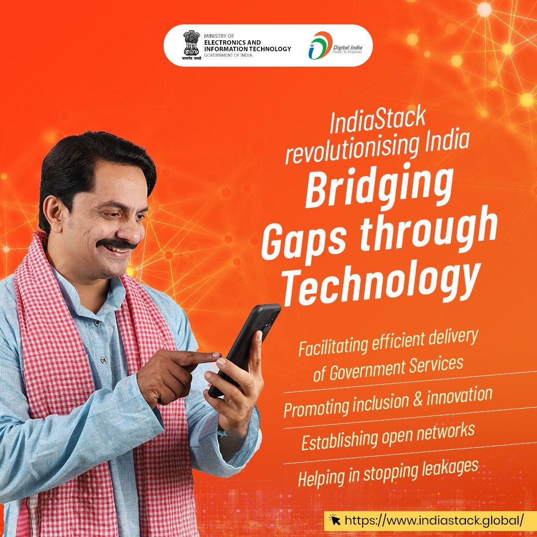 GoI_MeitY's tweet image. #IndiaStack is an example of how technology can simplify citizens’ life. #DigitalIndia