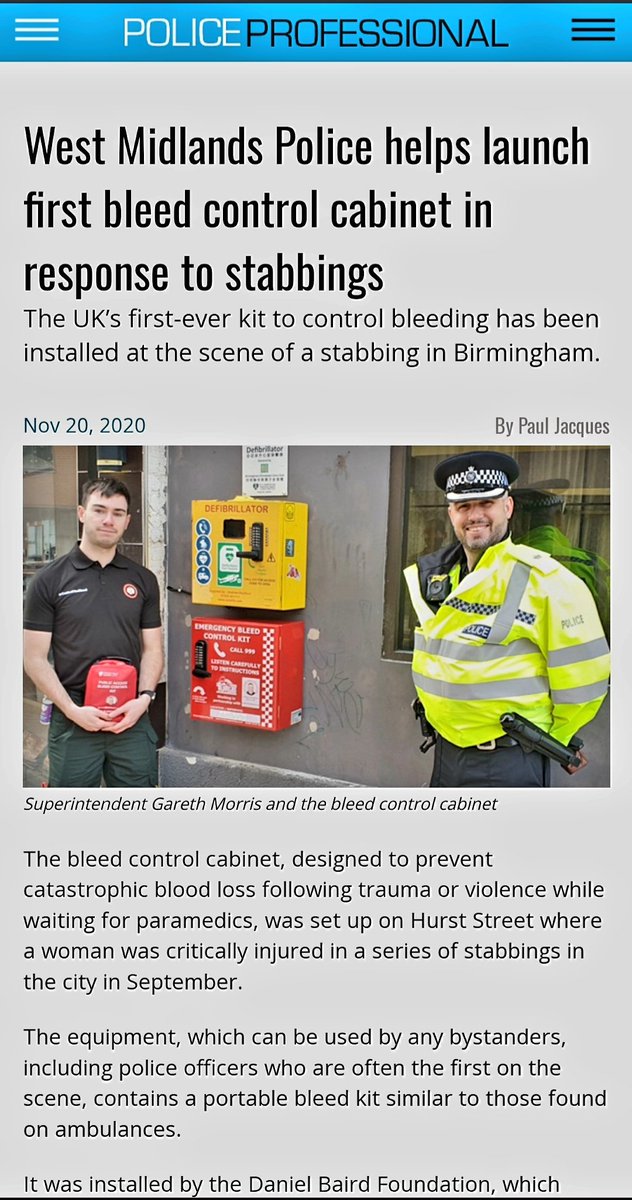 The first @TheDanielBaird1 #ControlTheBleed🩸24hr public access bleed control cabinet installed in Hurst Street, @SouthsideDist November 2020 There are hundreds of them across the country now and all originated in #WestMidlands @OFFICIALWMAS @WMPolice @WestMidsPCC @WestMidsFire