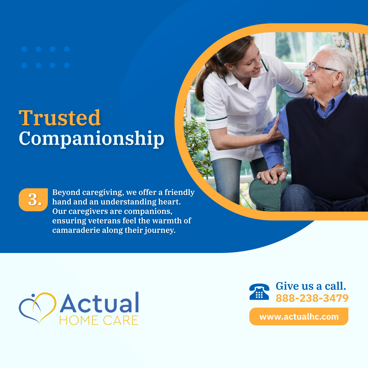 Saluting our brave veterans with more than words – we offer dedicated support that speaks volumes. From personalized care plans to trusted companionship, Actual Home Care is here for those who've served. 

#TotowaNJ #HomeCare #VeteransSupport