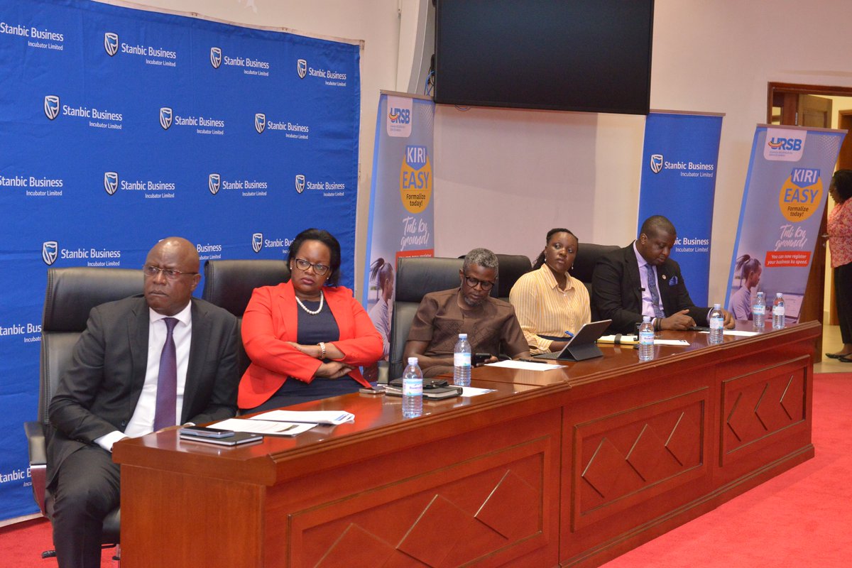 At the launch of the 2024 Stanbic Business Incubator programmes, we are honored to have with us (L-R); Francis Karuhanga, Chief Executive Stanbic Uganda Holdings Limited, Mercy Kainobwisho - Registrar General Uganda Registration Services Bureau. (1/2)