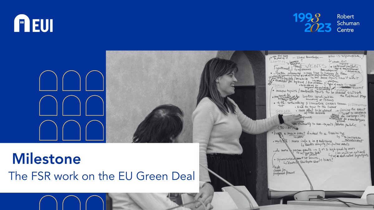 🟢 The European Green Deal presented by the @EU_Commission has shown remarkable resilience to the crises that the EU has faced. 📗 Learn about all the @EUI_FSR's work and outputs on the #EUGreenDeal ➡️ loom.ly/uT-Us5M #SchumanCentre30