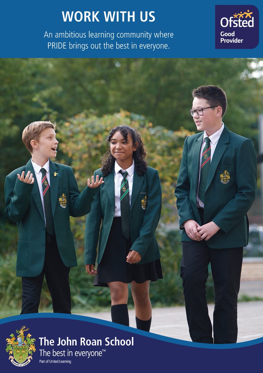 Join Our Good to Great Drive at The John Roan School, Greenwich!

🌟 Leadership Opportunities: Seeking two Vice Principals. 📚 Teaching Roles: Exciting positions available with chances to lead on school improvement for the right candidates.