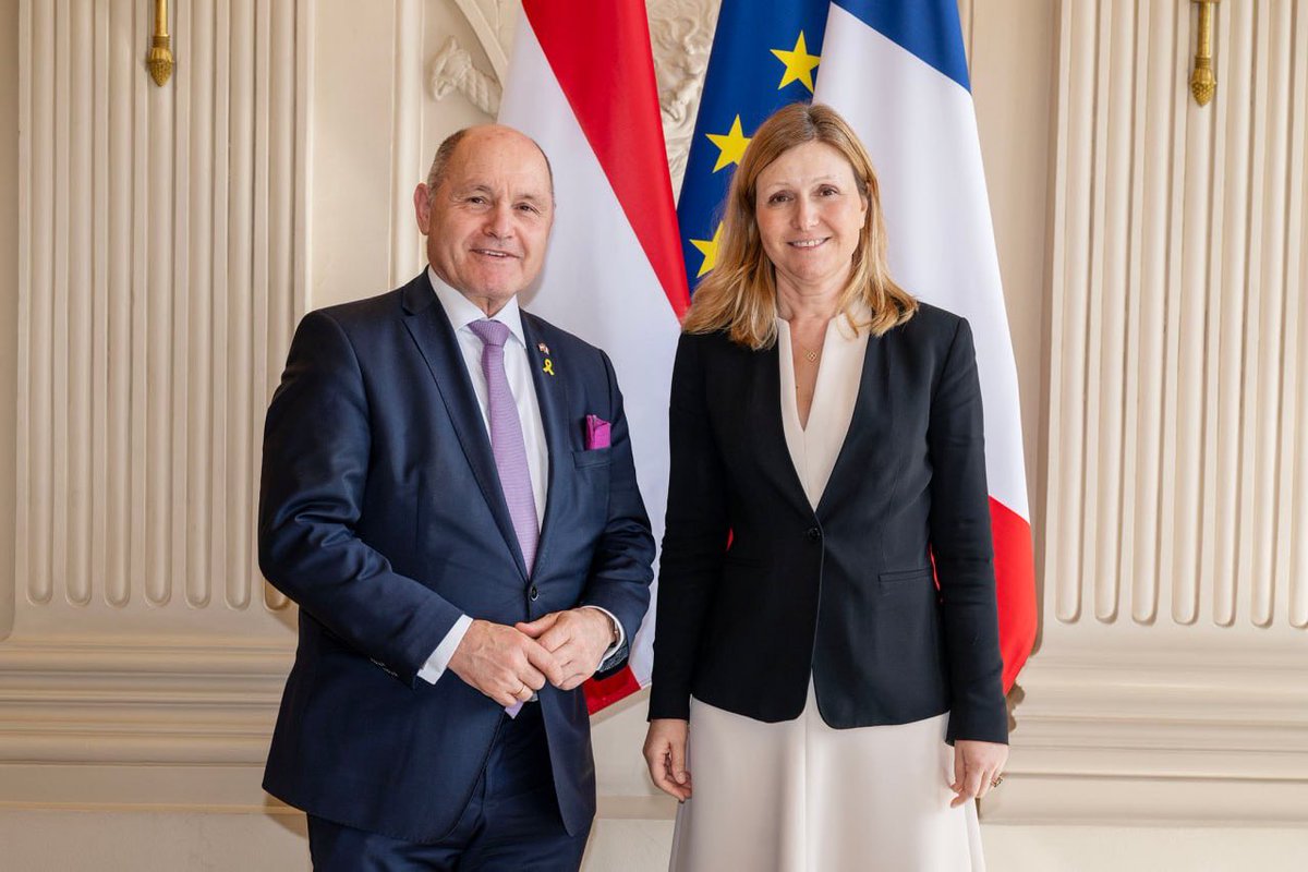 Heureuse de revoir @Sobotka_Wolf à Paris hier pour échanger sur nos priorités de #diplomatieparlementaire. Soutien à l’#Ukraine, situation au Proche Orient, élargissement de l’UE, nos deux pays sont unis pour défendre nos valeurs démocratiques et l’État de droit.