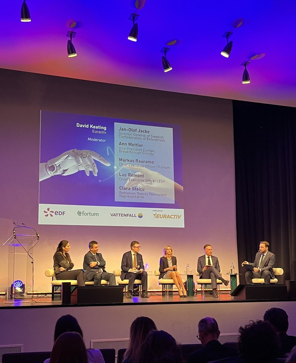 Fortum's tweet photo. Our CEO Markus Rauramo in the panel discussion: "As the global competition intensifies, the European countries must act on one front while acknowledging the national differences." 1/2 #NuclearEnergy #Nuclear4future https://t.co/3RfJJ9rsZT