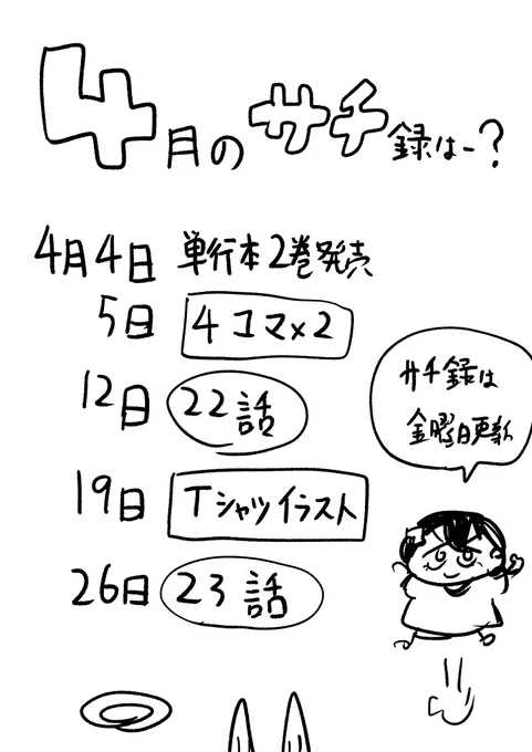 4月の『サチ録～サチの黙示録～』のスケジュールです。 