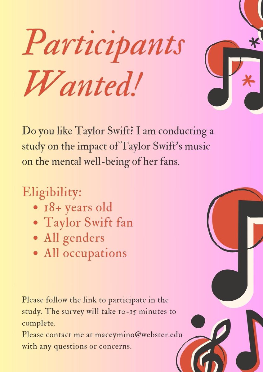 emilymeadowsorg's tweet image. Support undergraduate research by participating in this study on #TaylorSwift 's impact on fan's mental health: 
webster.co1.qualtrics.com/jfe/form/SV_56…