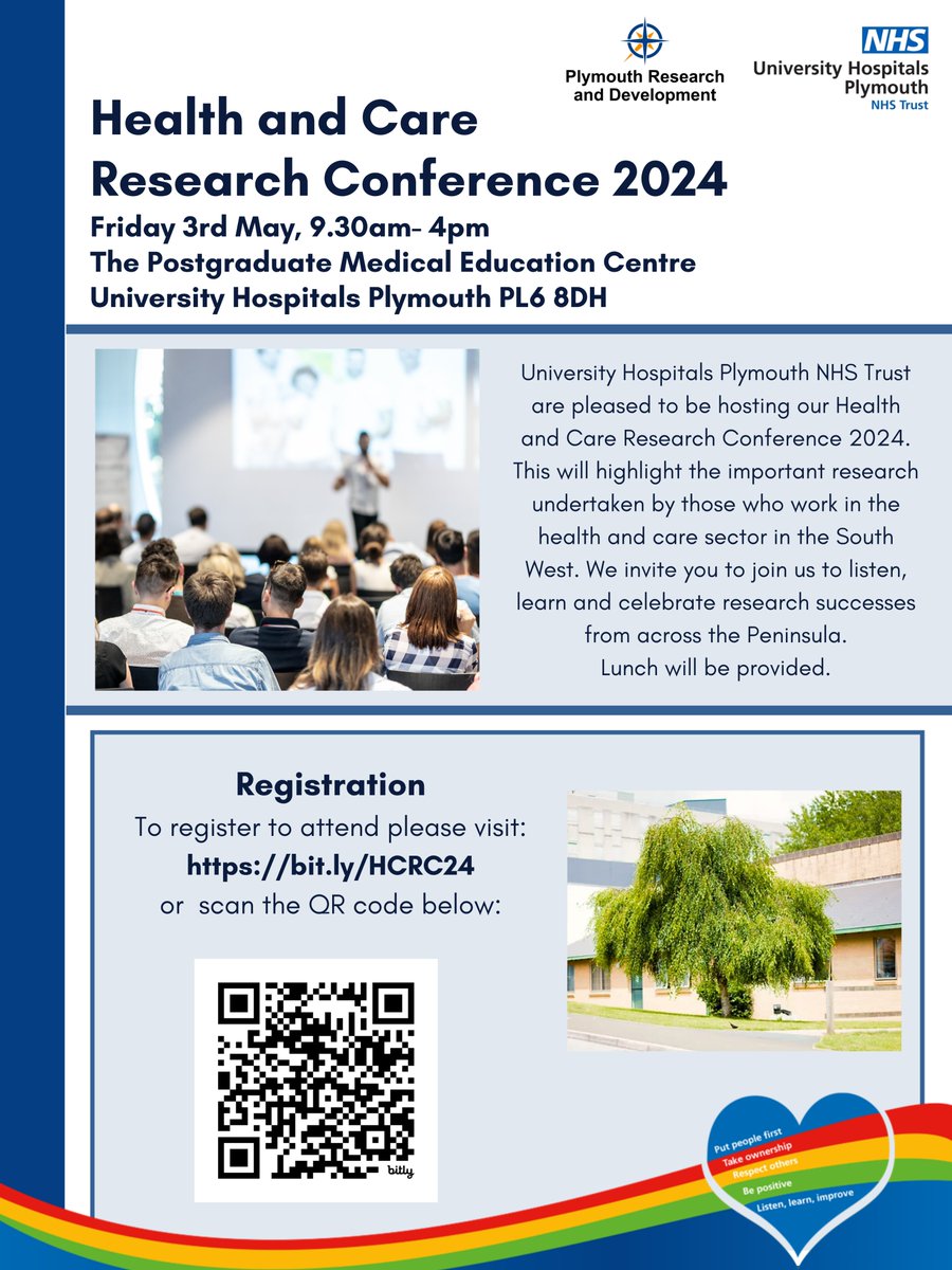 Register your free place at bit.ly/HCRC24 so you can join us at our Health & Care Research Conference 2024 in #Plymouth A fantastic opportunity to network with others interested & involved in health research. @UHP_NHS @DAllcorn @NIHRSW @hospitalradio @livewellsw