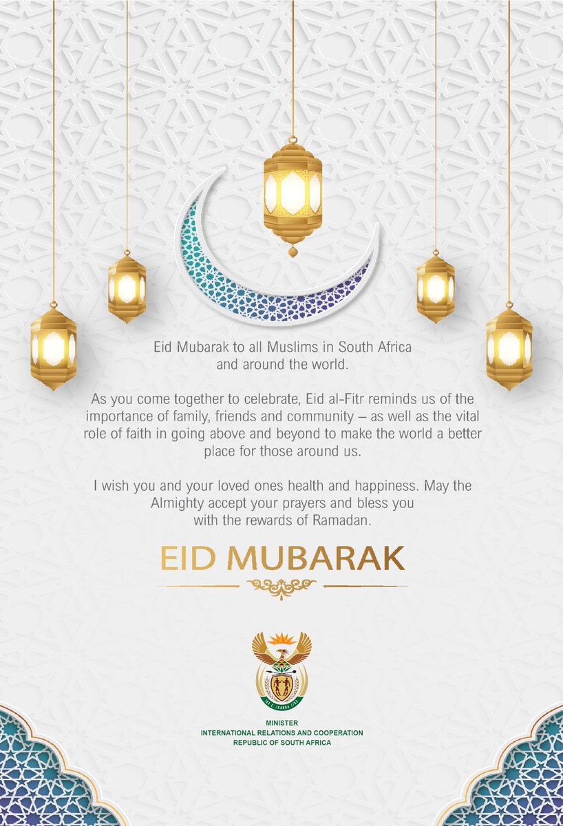 Eid Mubarak to all Muslims in South Africa and and around the world. #EidMubarak2024