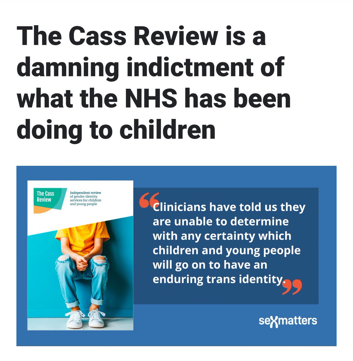 Niall_Boylan's tweet image. Why are newspapers and media outlets not covering in detail the Cass report and the damage caused to children by puberty blockers? Are they afraid that NGOs will try to bring them before the Oireachtas committee once again? 

Between this report and the Wpath expose, it's clear…