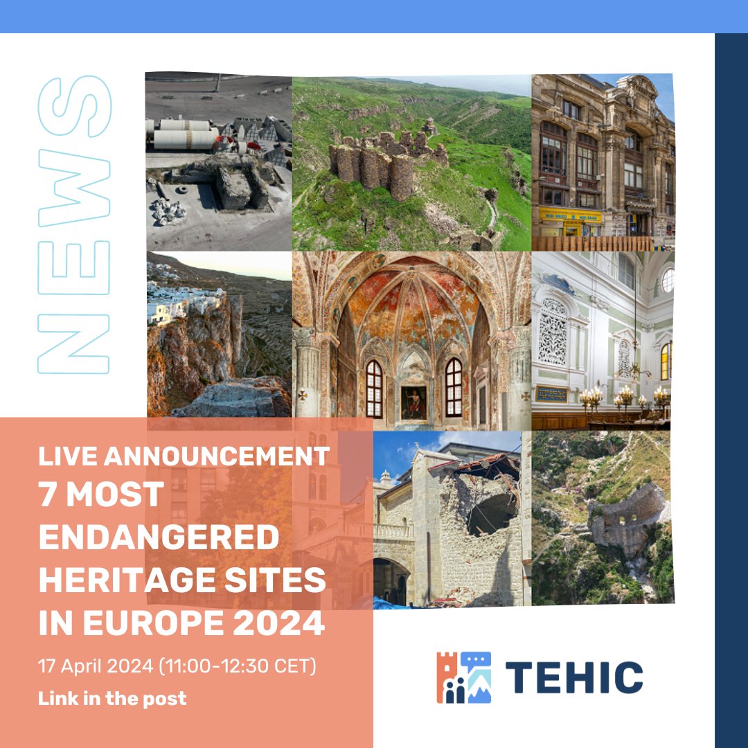Calling all #EuropeanHeritage fans! 🇪🇺

@europanostra reveals the 2024 list of the #7MostEndangered Heritage Sites in Europe on April 17th! 📅

Join the online event & support the mission to save Europe's #CulturalHeritage 🏰 Register here ➡️ bit.ly/3xtAlsV
