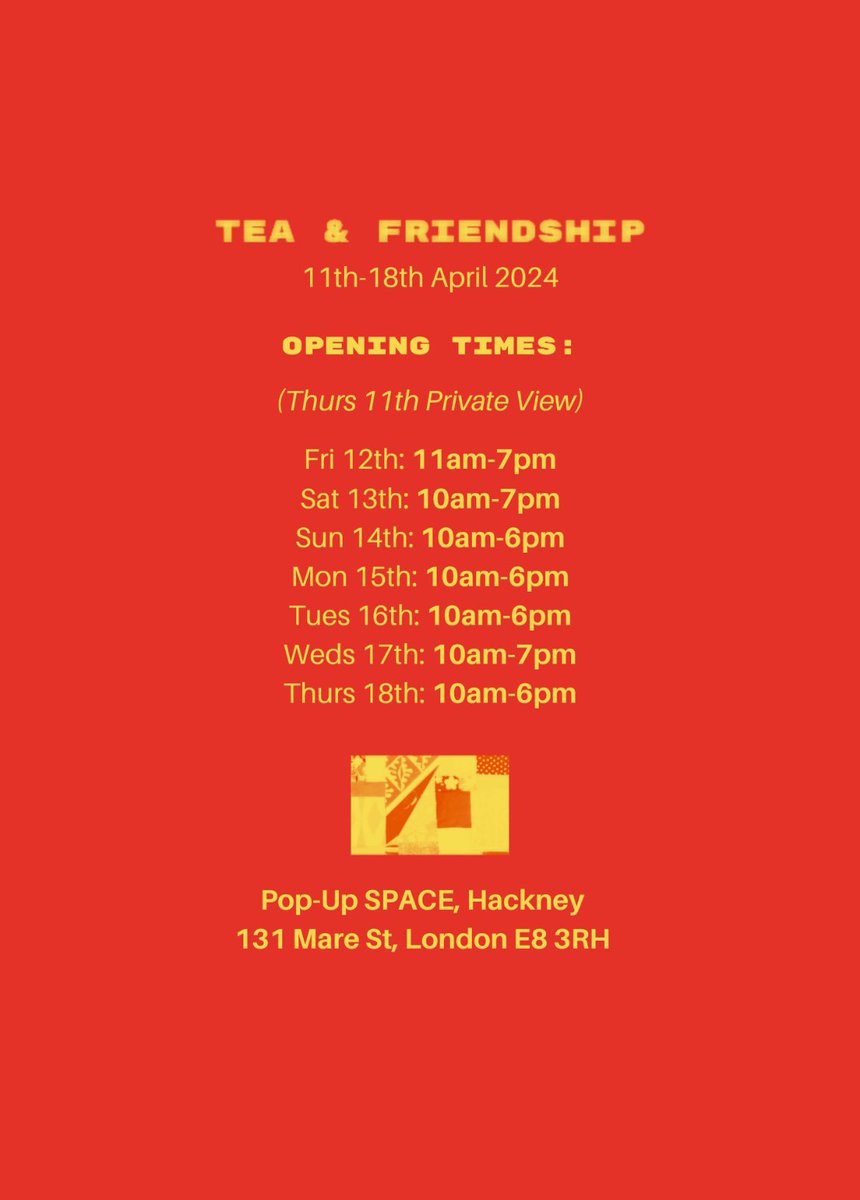 whitstabletail's tweet photo. Delighted to have my All You Need Is Love Or A Nice Cup Of Tea in this Tea & Friendship exhibition
#popupSPACE #hackney https://t.co/RHOPxiXjct