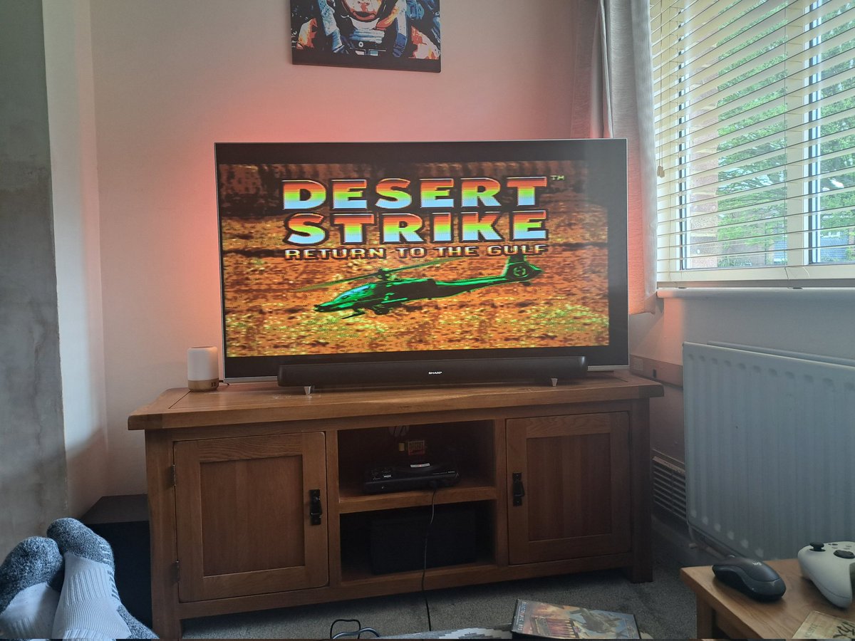 Sega Mega Drive is back and under the main TV. First up is Desert Strike!