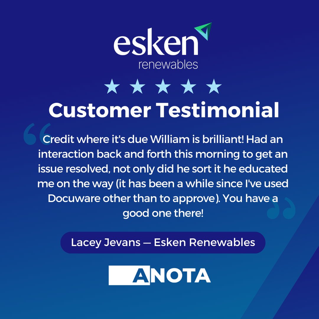 We received some great feedback about our customer service from Esken Renewables!⭐

📢 Shout out to William for your dedication to exceptional customer service! His patience and expertise are exactly what we strive for at <a href="/anotaltd/">Anota</a>

#customerservice #testimonial