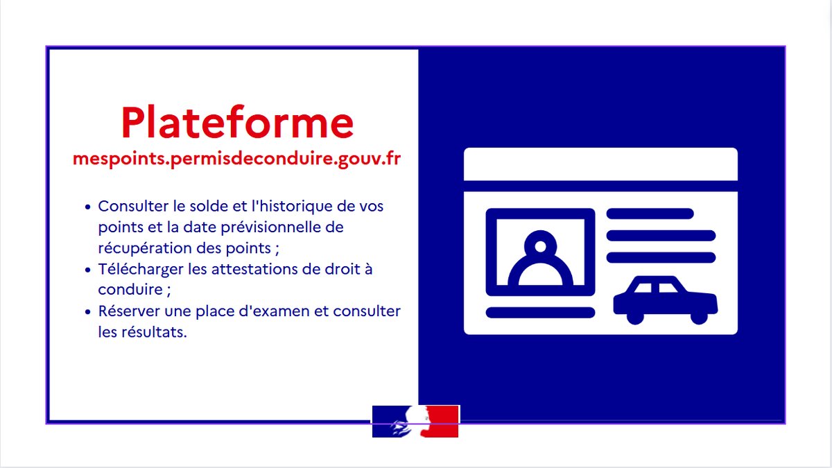 Permis de conduire 🪪 💡 renforcer la simplification des démarches au service des usagers. ✅ Consulter le solde et l'historique de vos points de permis de conduire et la date prévisionnelle de récupération des points ; ✅ Télécharger les attestations de droits à conduire ; ✅…