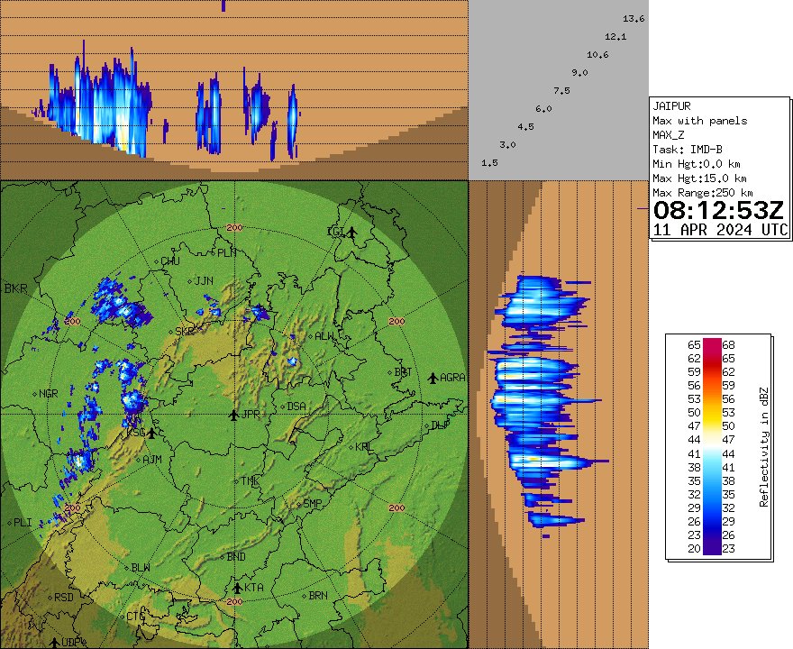 11-04-2024 Nowcast-01 ~~~ 🔺Thunderstorm with Gusty Winds and Light to Moderate Rains would occur over parts of Pali, Ajmer, Nagaur, Sikar, Churu, Jhunjhunu, Alwar during next 2 hrs.