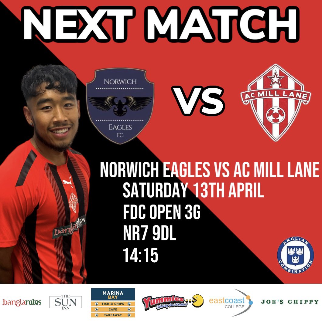 Away from home this Saturday as we face @EaglesNorwich! 🔴⚫️