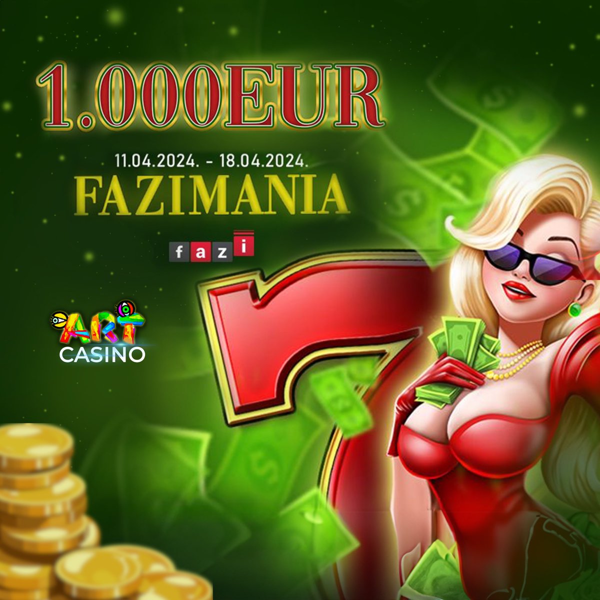 🎰 Ready to spin your way to victory? Join Fazi’s Leaderboard Tournament starting now! With a €1,000 prize pool up for grabs, every bet counts. Are you up for the challenge? Let’s play! 💰🚀 #FaziTournament #SpinToWin #Leaderboard #Tournament #Slots #April #ArtCasino